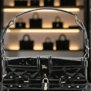 Burberry Leather Shoulder Buckle Studded Shoulder Bag